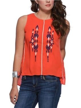 THML Coral Sleeveless Embroidered Tank Top Size M